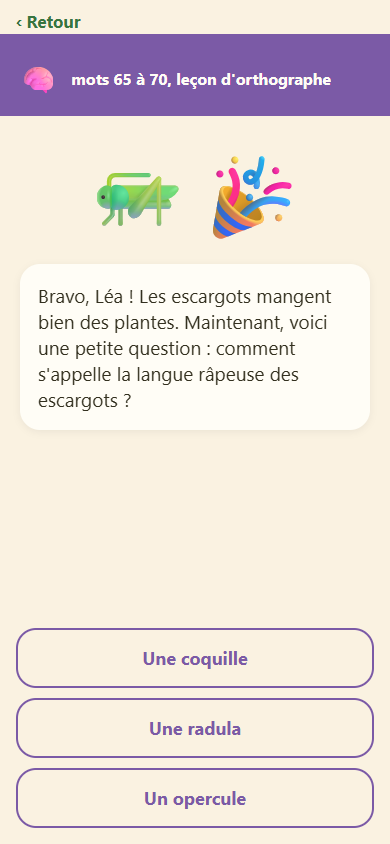Quiz de leçon : une question avec trois propositions